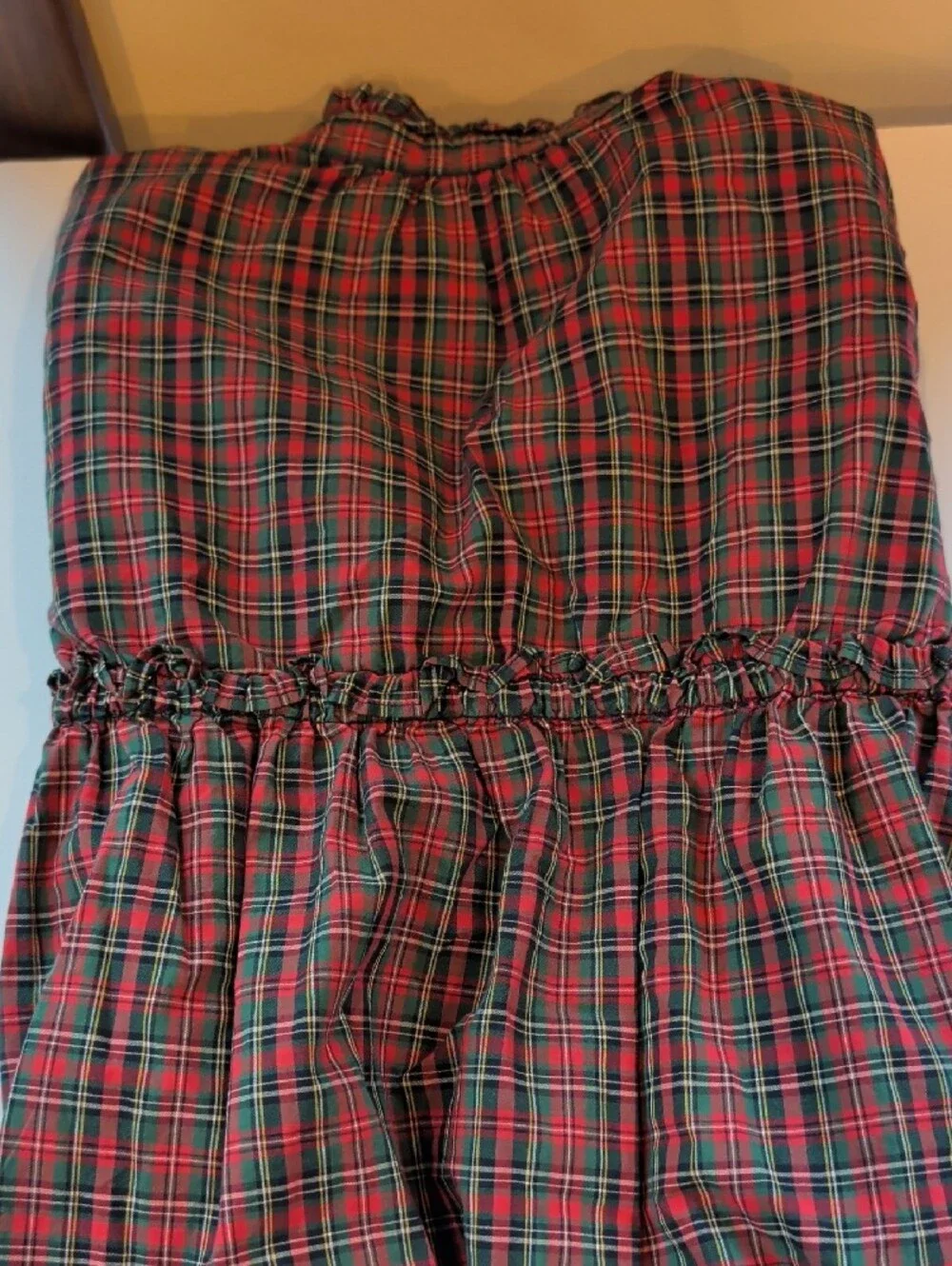 Ralph Lauren Red and Green Plaid Ruffle-Trim Button Front Blouse